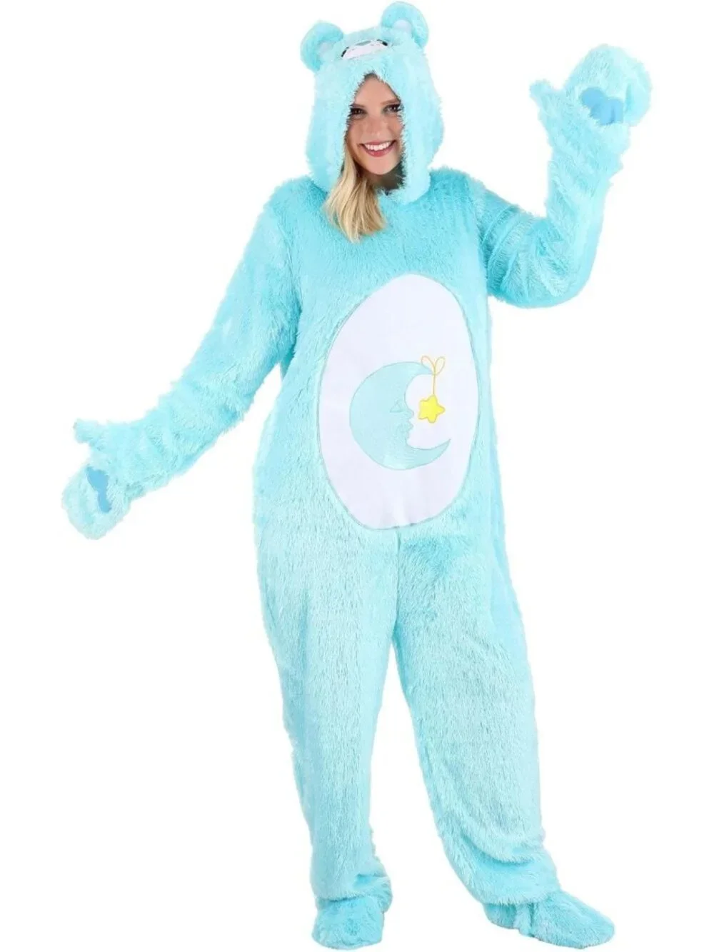 Cozy Bedtime Bear Adult Halloween Costume | 80s TV Show Mascot Jumpsuit